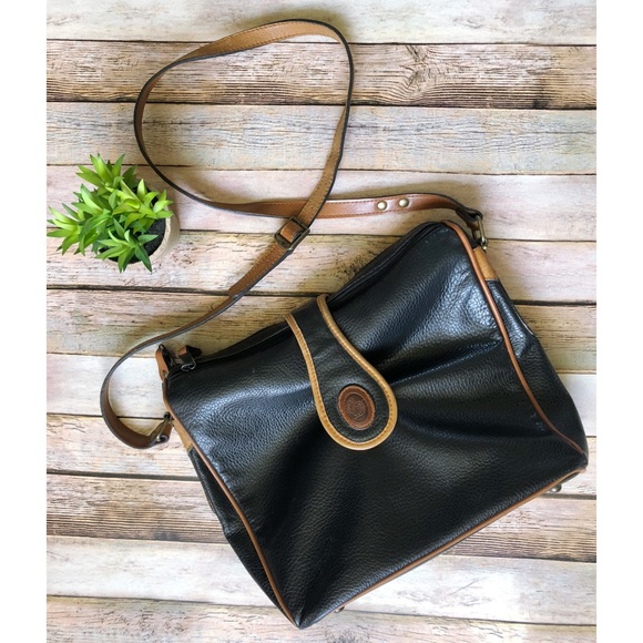 Handbags - Vintage Black Pebbled Leather Crossbody Purse Bag